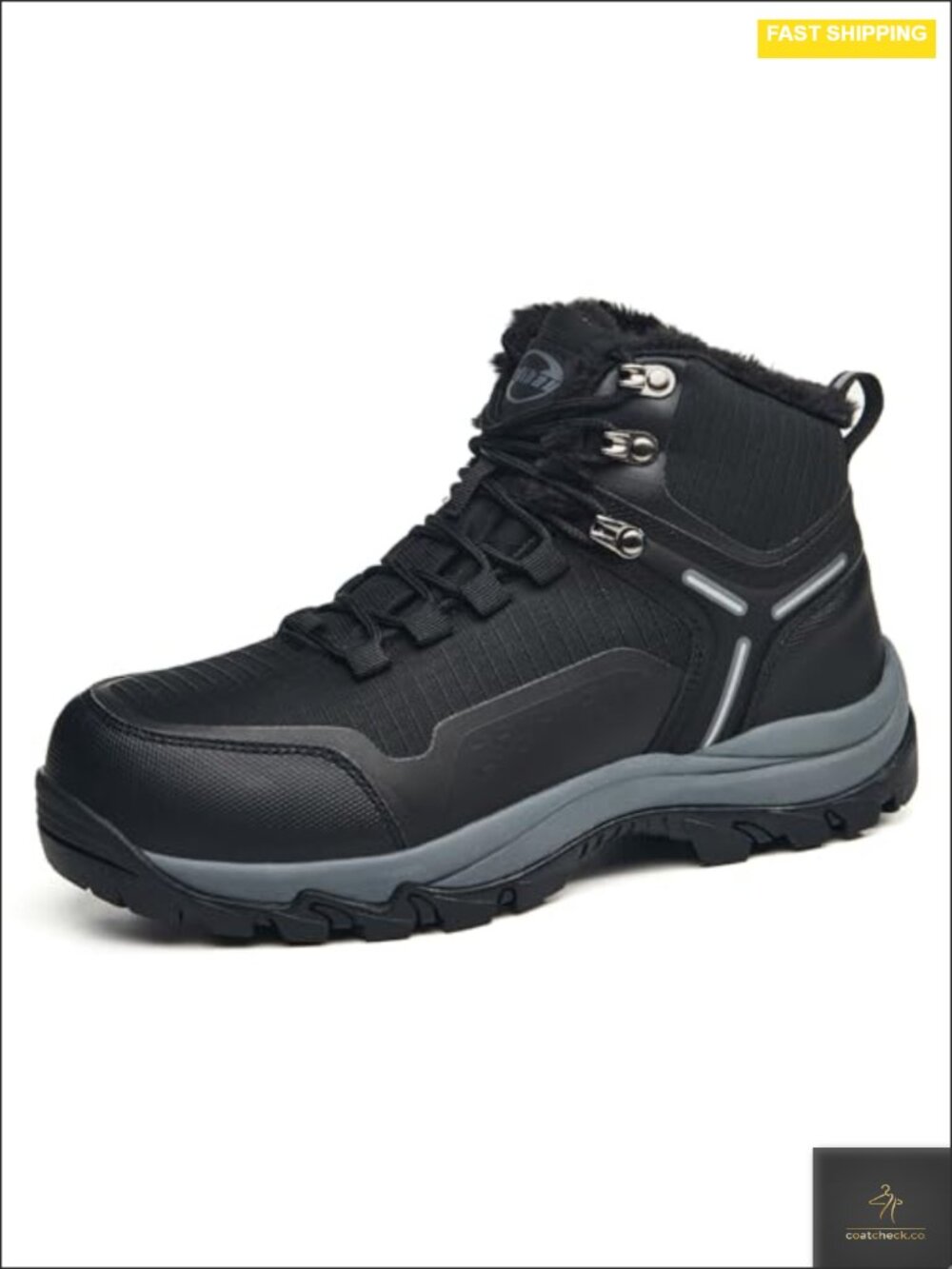 Waterproof Fur Lined Ankle Booties Winter Hiking Boot Non-Slip Lace-Up Warm